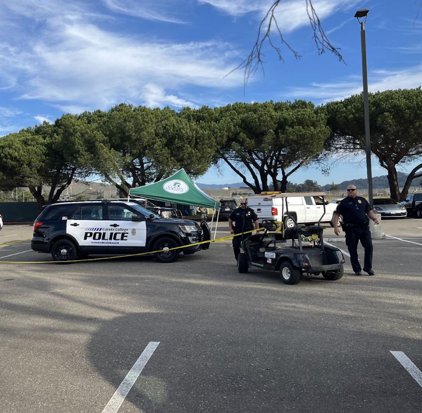 Cuesta College Police at the scene where an unidentified person was found in their truck unresponsive on Jan. 21. 
